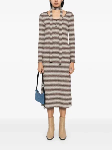 Rochie Tout A Coup cu dungi de costum maro