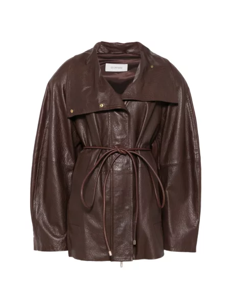 Kožená bunda Sportmax hnedá