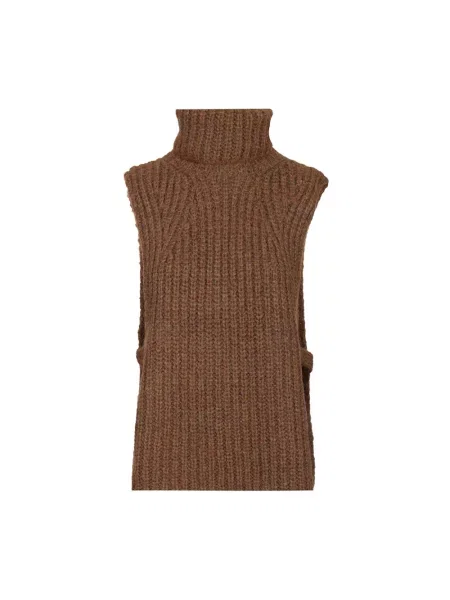 Sweter z golfem Isabel Marant bez rękawów brązowy