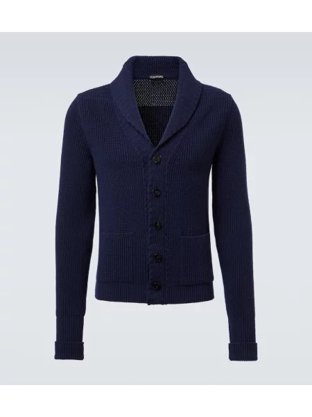 Kardigan Tom Ford z kaszmiru niebieski