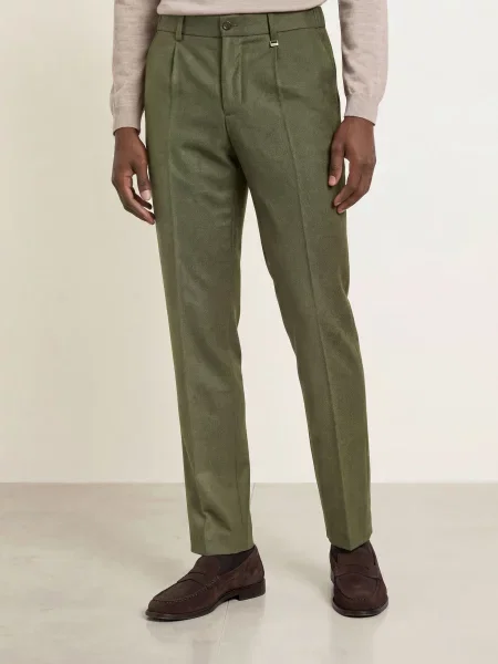Paul Oblekové Kalhoty Střih Slim Fit olive olivový
