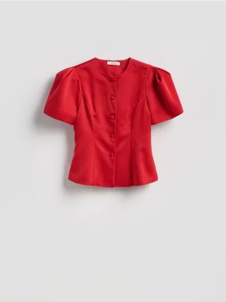 Reserved Блузка з об'ємними рукавами червоний