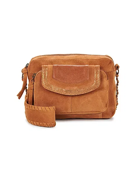Crossbody torbica Pieces iz semiša bež