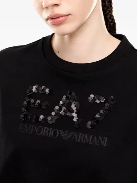 Μπλούζα Ea7 Emporio Armani με παγιέτες μαύρο