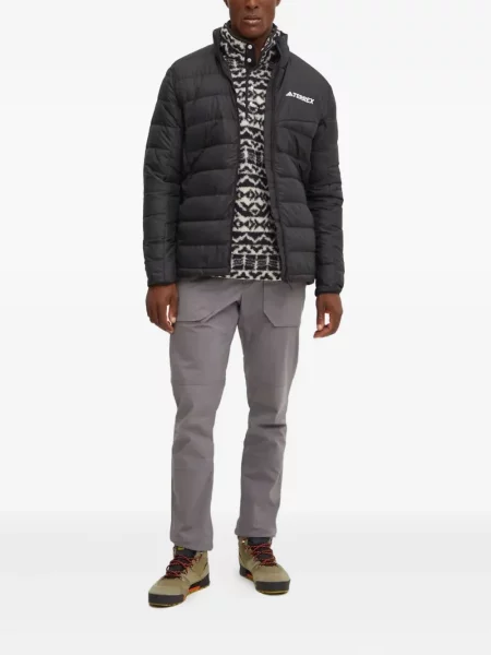 Пухен елец Adidas на райета с качулка бяло