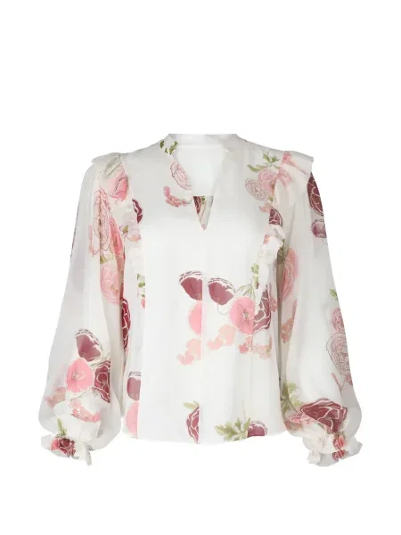 Bluză Giambattista Valli cu model floral cu imagine alb