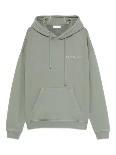 Hanorac cu glugă Flâneur cu broderie verde