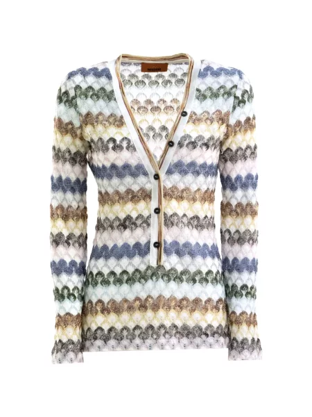 Pulover Missoni tricotate cu decolteu în V alb