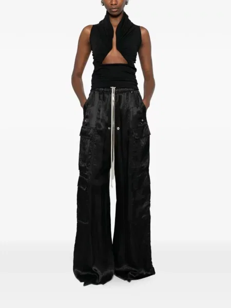 Top Rick Owens din jerseu drapat negru