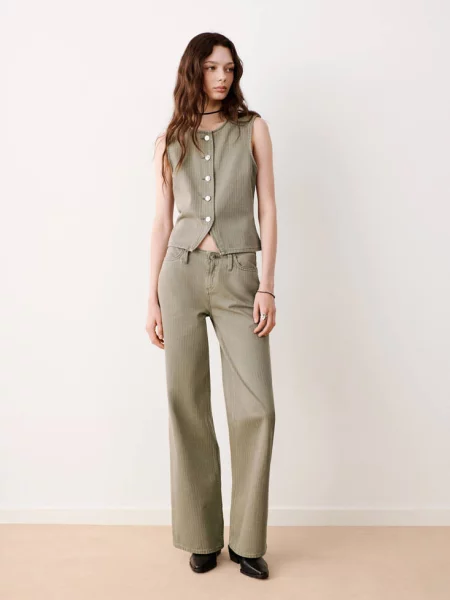 Jeansy wide leg w paski khaki Teen 38 MANGO TEEN