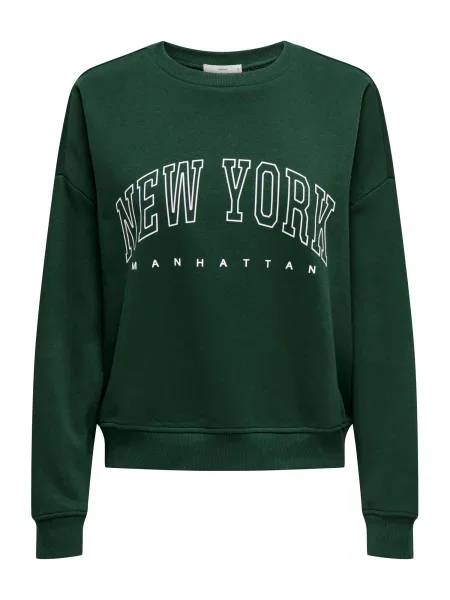 ONLY Pulover verde pin alb
