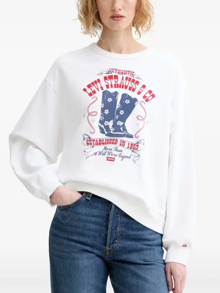 Skinny svetr Levi's s potiskem s kulatým výstřihem modrý