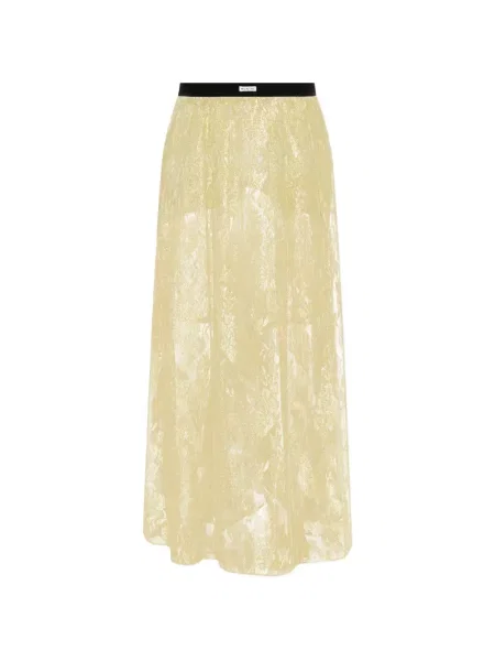 Fusta maxi Munthe cu model floral din dantelă galben