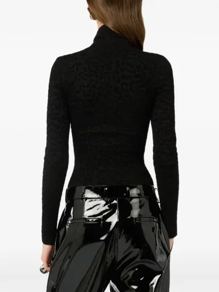 Tricou Roberto Cavalli cu model leopard din jacard negru