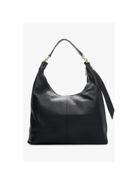 Кожаная сумка хобо Estro черная