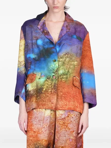 Marynarka Yavi z nadrukiem w abstrakcyjne wzory niebieska