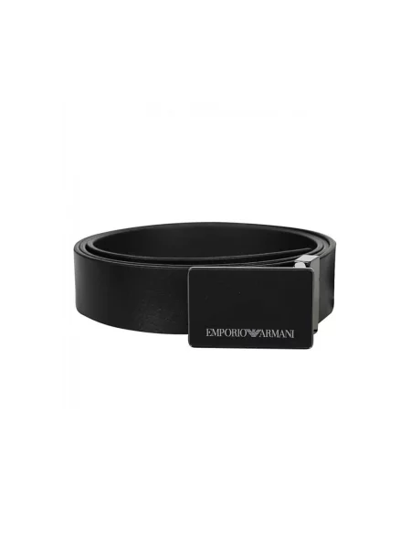 Pasek Emporio Armani skórzany z paskiem czarny