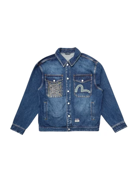 Evisu kurtka jeansowa Sheridan Daicock Printed przejściowa granatowy