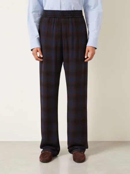Dries Van Noten Kalhoty Z Teplákoviny Střih Regular Fit tmavě hnědá / tmavě modrá