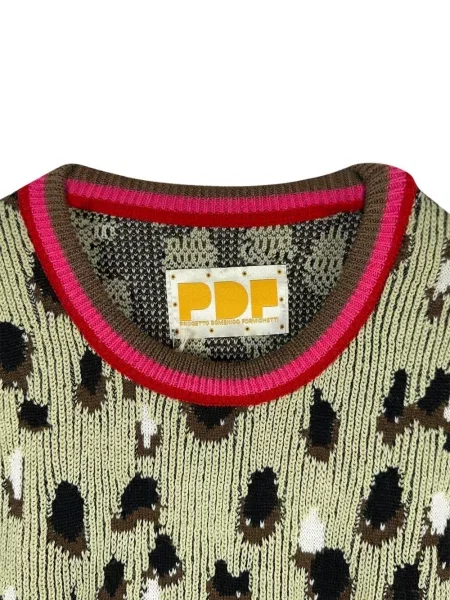 Vestă Pdf tricotate cu imagine cu model leopard verde