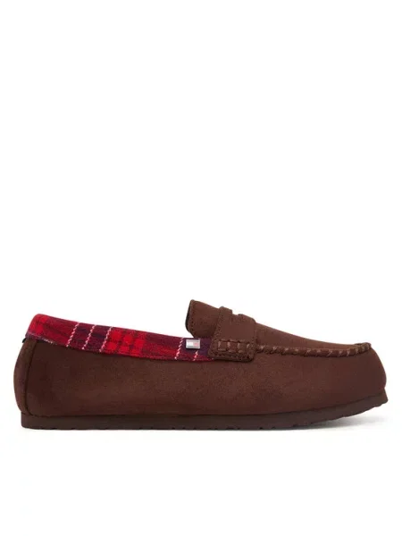 Tommy Hilfiger Papuci de casă Hilfiger Check Driver House Shoe închis maro