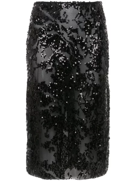 Fustă tip creion Victoria Beckham cu paiete negru