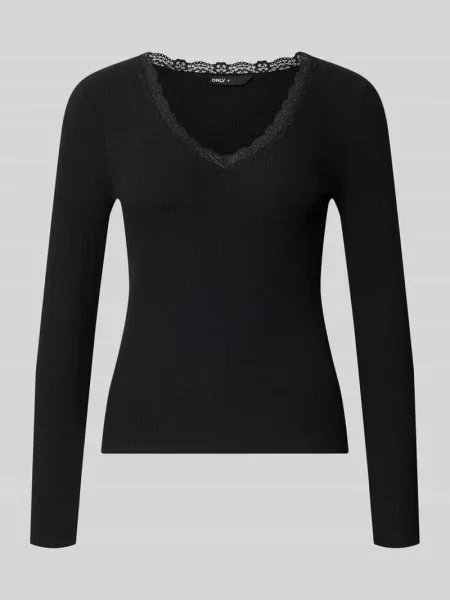 Bluzka z długim rękawem w kroju slim fit z mieszanki bawełny model SARA SHARAI' Only czarna