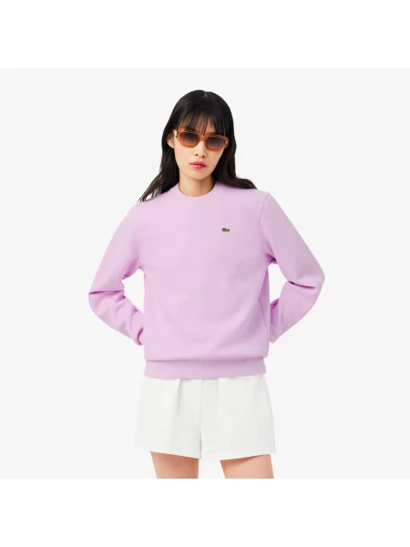 Lacoste Bluza O Luźnym Kroju Z Piki Z Okrągłym Dekoltem różowa