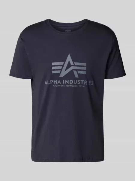 T-shirt z nadrukiem z logo Alpha Industries granatowa