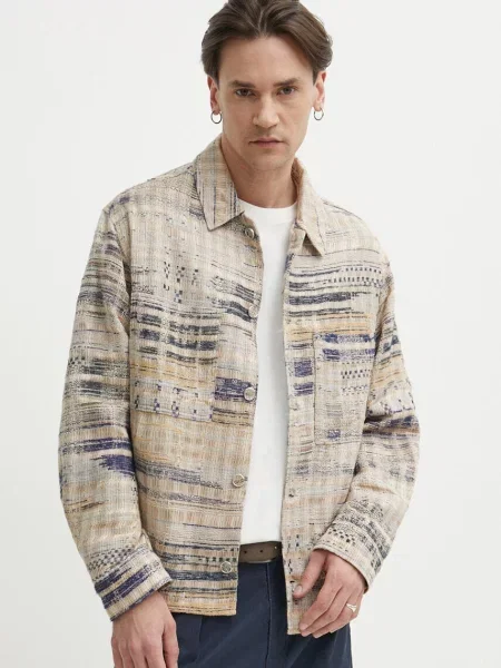 IRO geacă cu aspect de cămașă de tranzitie oversize bej