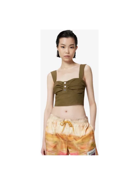 Lniany top Pinko zielony