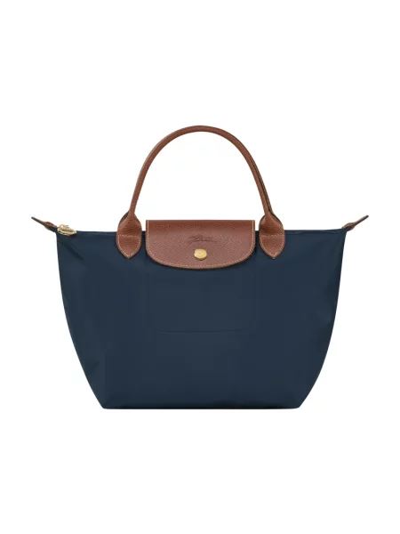 Mała torebka skórzana Longchamp elegancka niebieska