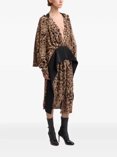 Rochie midi 16arlington cu imagine cu model leopard maro