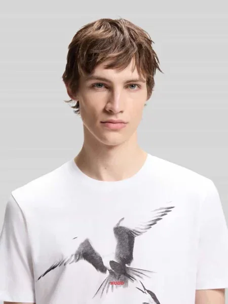 T-shirt o kroju regular fit z czystej bawełny Hugo biała