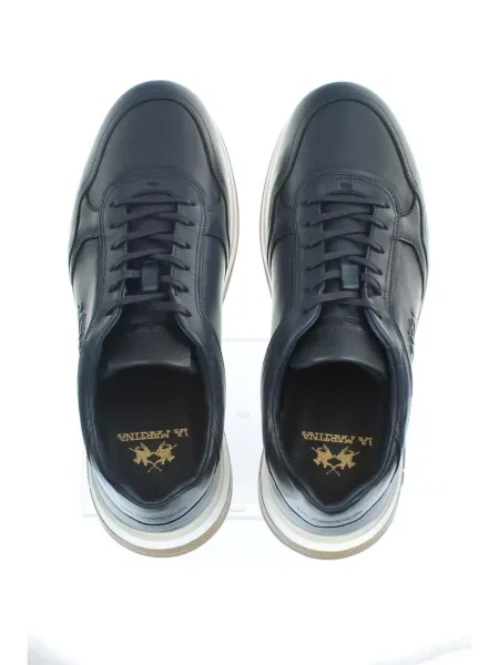 Sneakerși La Martina din piele albastru