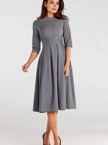 Midi obleka Awama siva