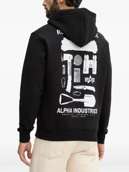 Hanorac cu glugă Alpha Industries negru
