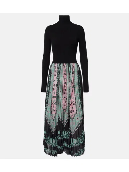 Satynowa sukienka midi La Doublej do kolan garniturowa czarna