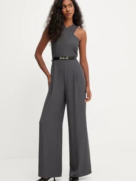 Комбінезон Answear.LAB декольте трикутник сірий