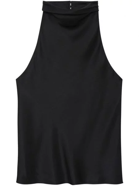 Top Anine Bing de mătase cu gât halter negru