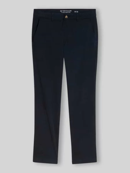 Chinos o kroju straight fit z mieszanki bawełny Tom Tailor granatowe