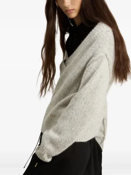 Pulover Woolrich cu decolteu în V gri