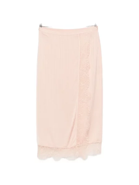 Fusta maxi Twinset din dantelă roz