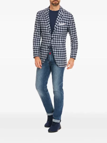 Lung tricou Kiton cu decolteu rotund albastru