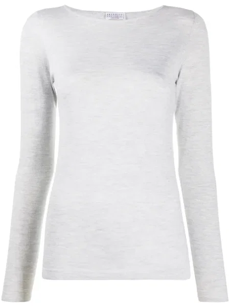 Pulover Brunello Cucinelli tricotate gri