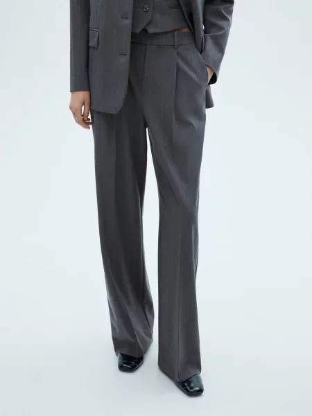 MANGO Штани палаццо сірий