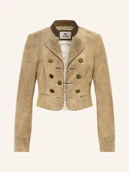 Meindl Kurtka Skórzana W Stylu Ludowym Anna-Lena beige beżowa