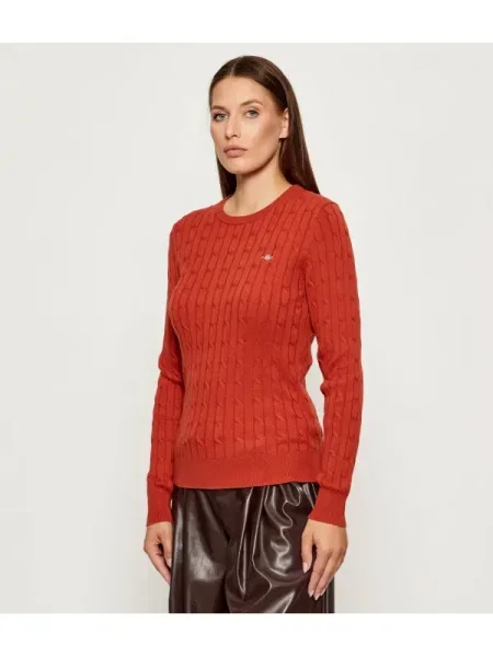 GANT Pulover gri deschis / roșu orange portocaliu