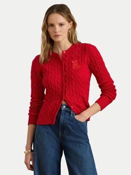 Lauren Ralph Lauren Geacă tricotată portocaliu homar roșu
