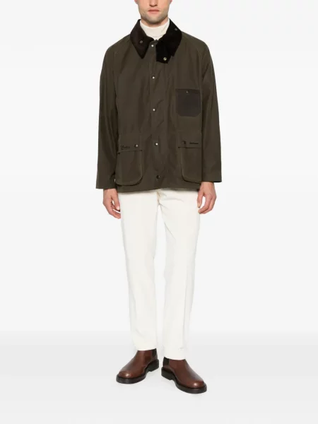Gulerat palton Barbour de catifea cord verde